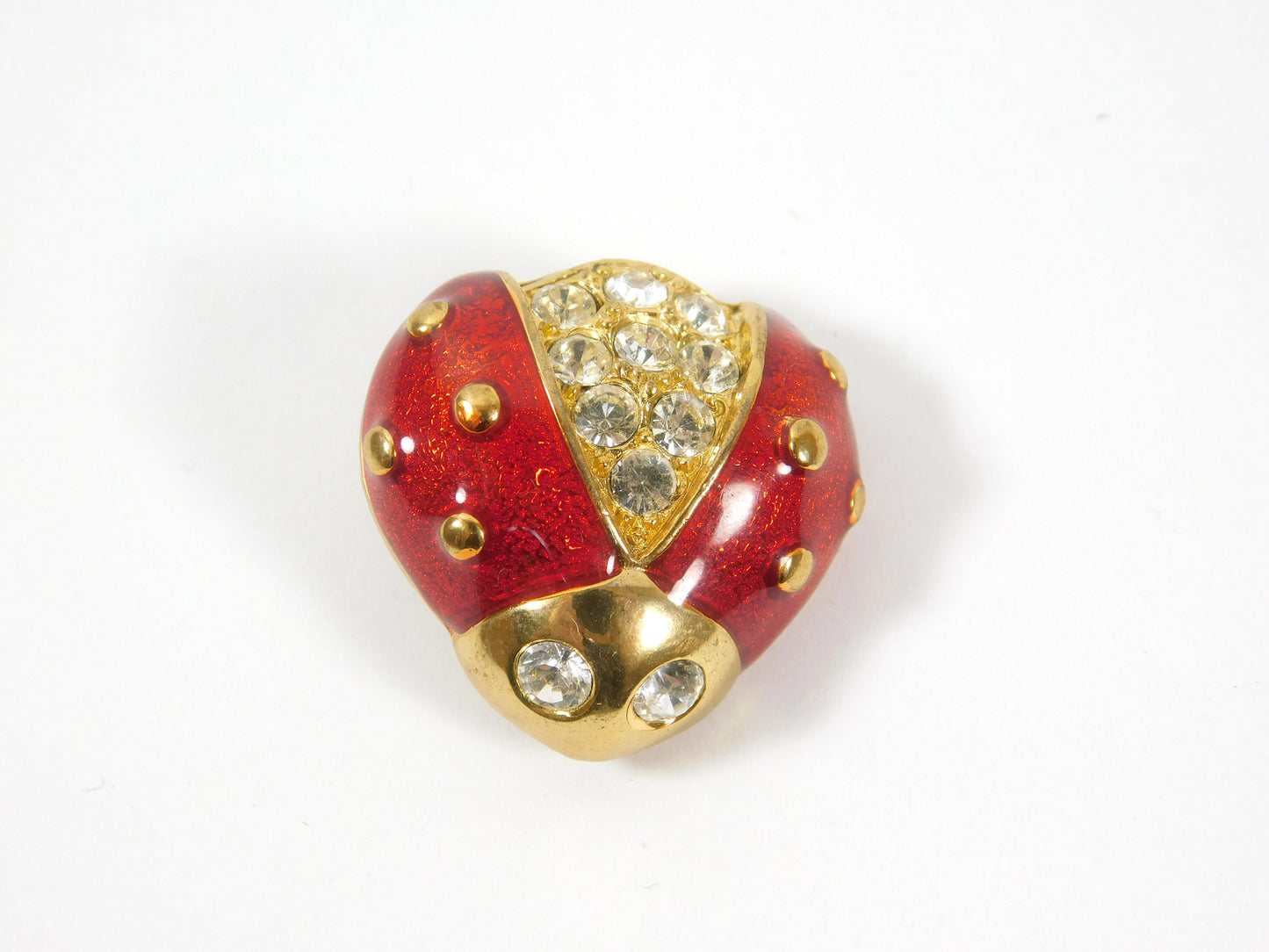 Vintage LIA Red and Gold Tone Ladybug Insect Brooch Pin