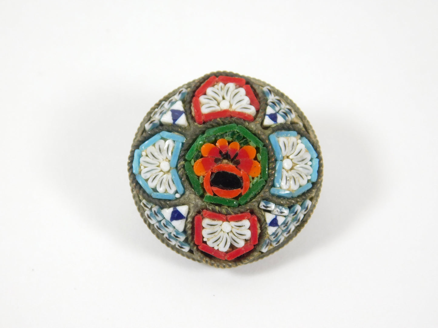 Vintage Micro Mosaic Brooch Pin Made in Italy RM