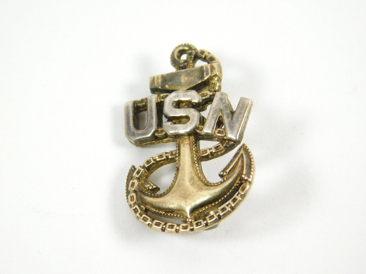 Vintage 1/20 10K Sterling Silver USN Navy Anchor Pin