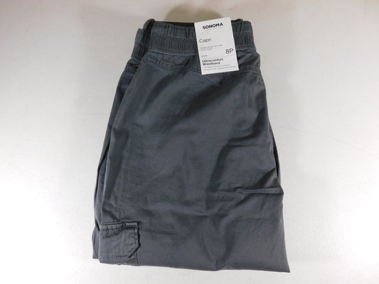 Sonoma Gray Pull On Utility Capris Size 8P NWT