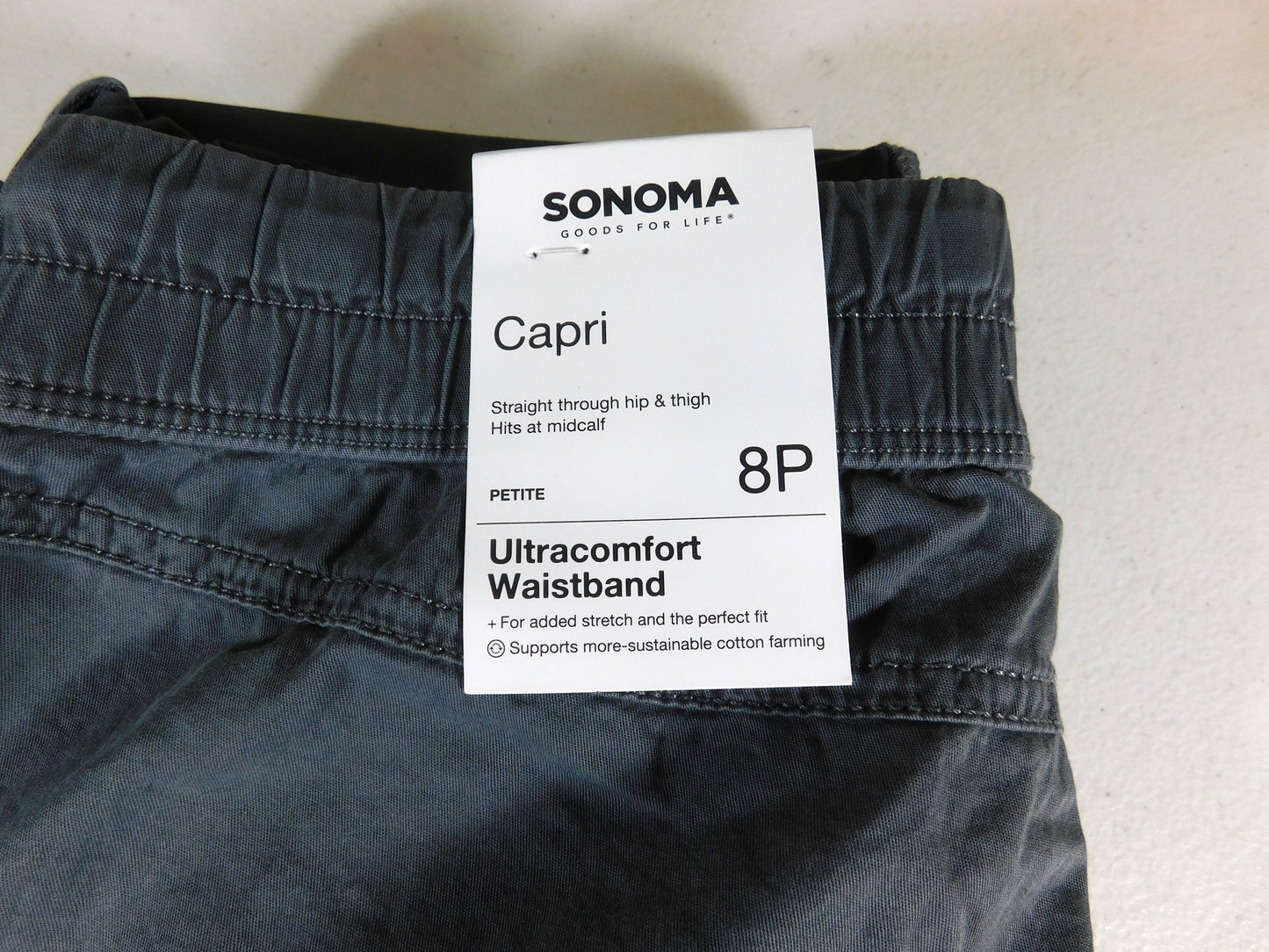 Sonoma Gray Pull On Utility Capris Size 8P NWT