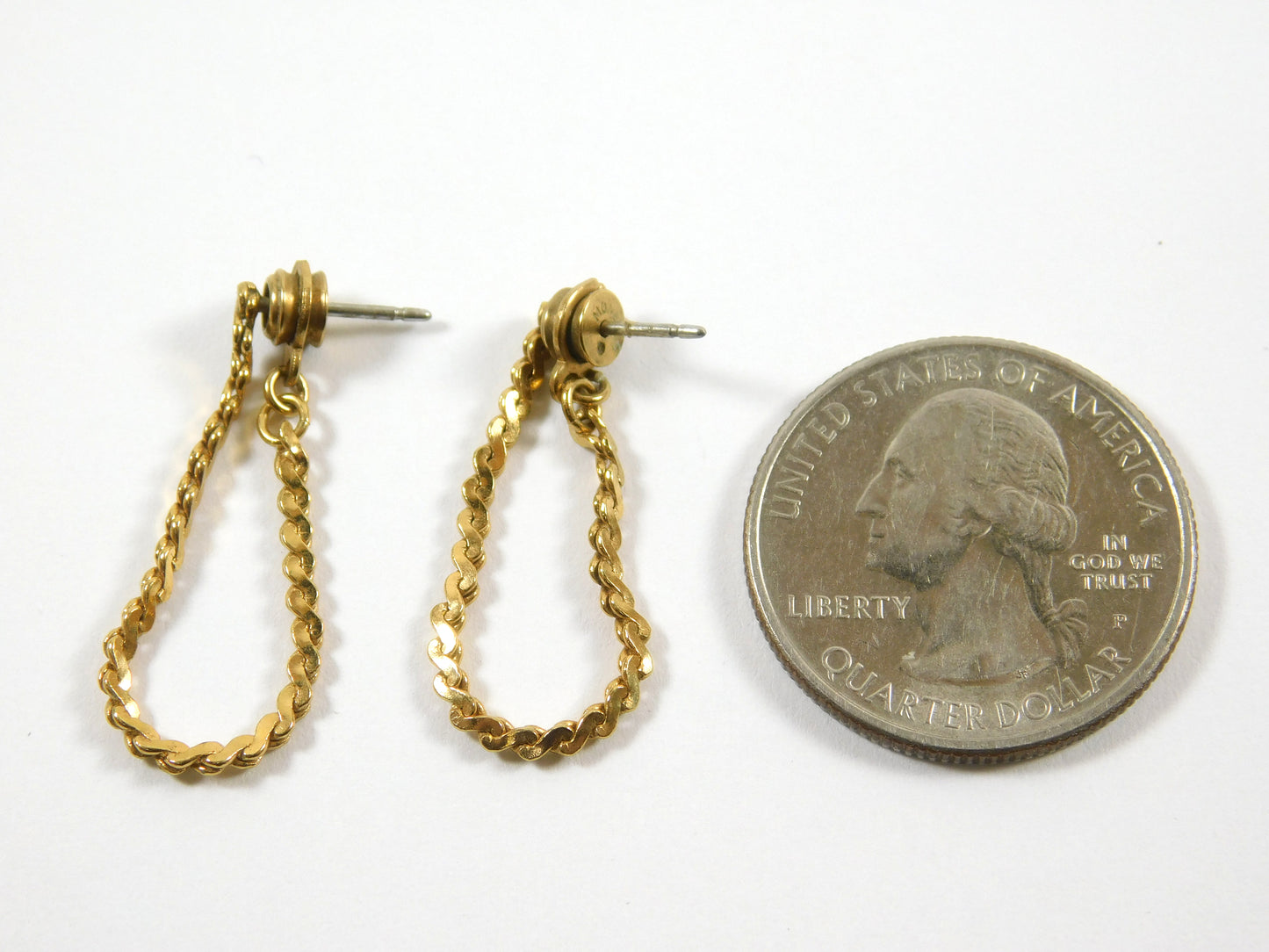 Monet Gold Tone Chain Earrings