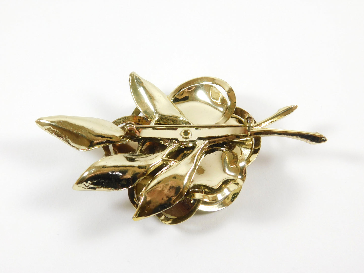 Vintage Gold Tone Flower Brooch Lapel Pin