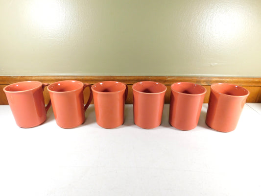 Set of Six Corning Pink Coral Cup Mugs