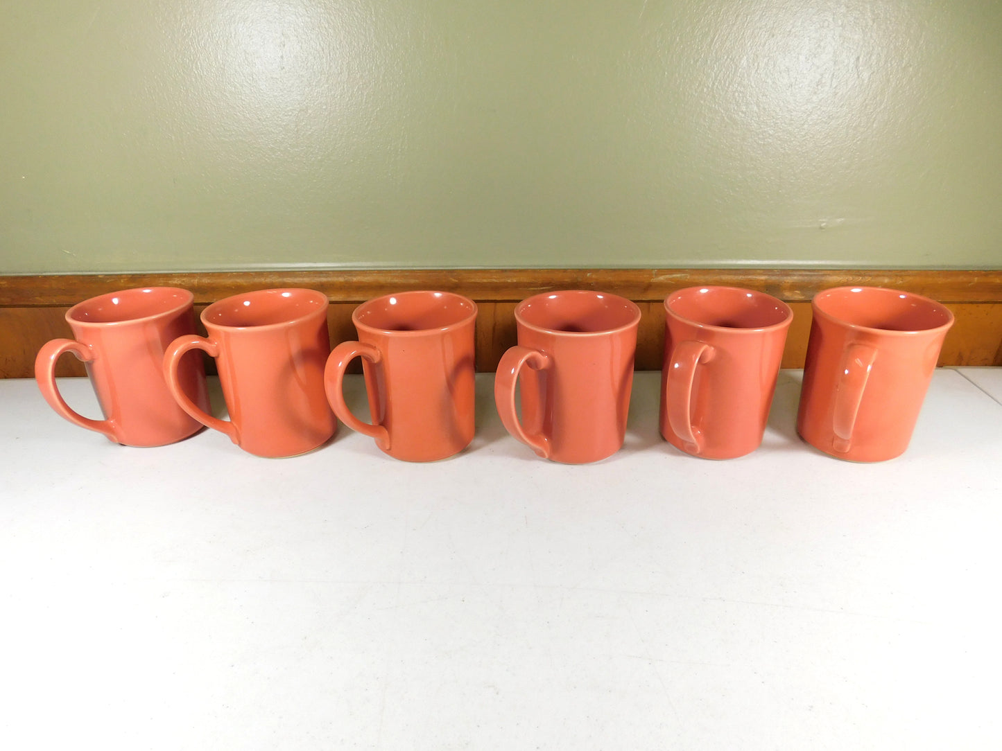 Set of Six Corning Pink Coral Cup Mugs