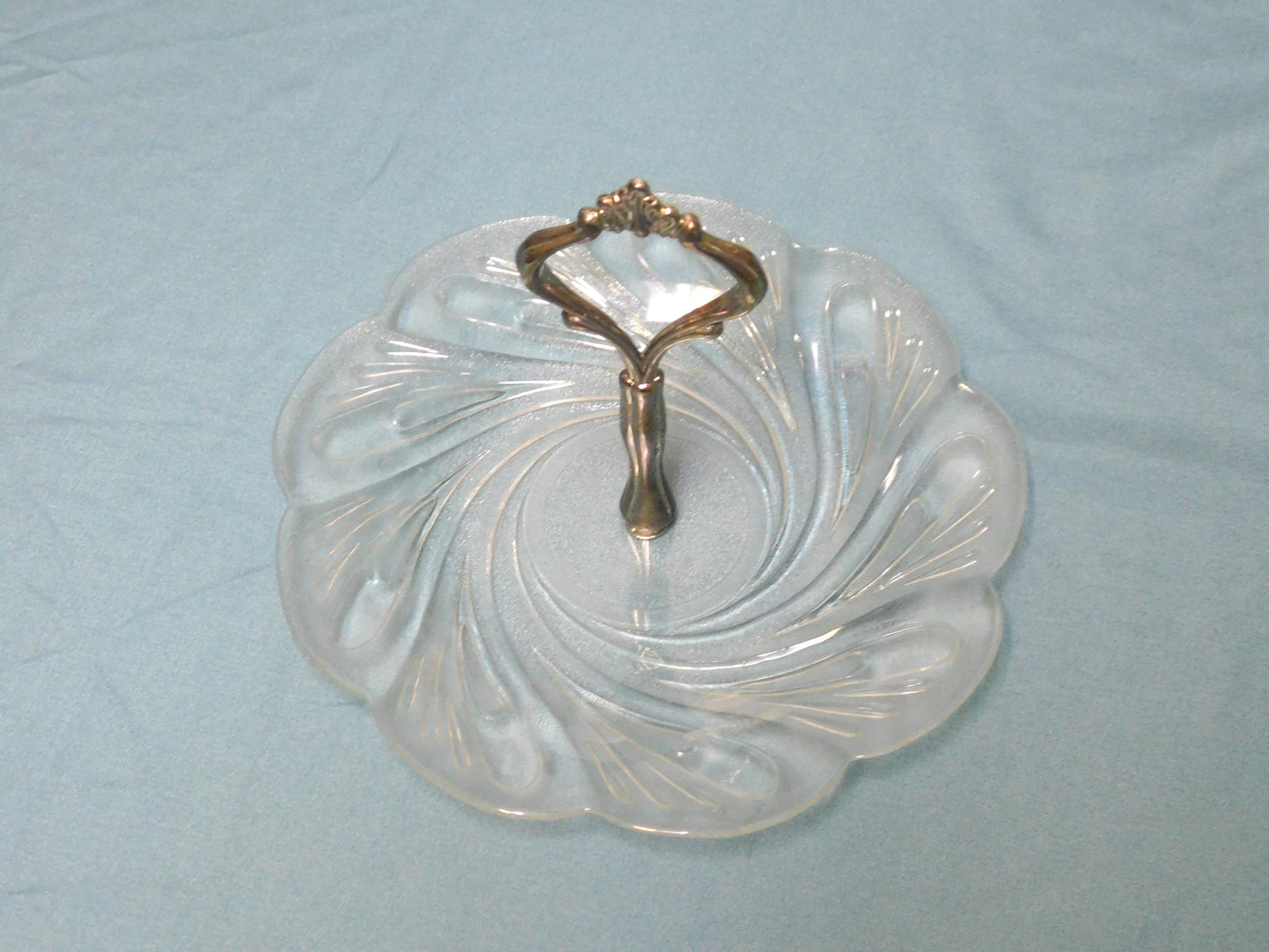 Vintage Kingsley Crystal and Silverplate Server Candy Tray