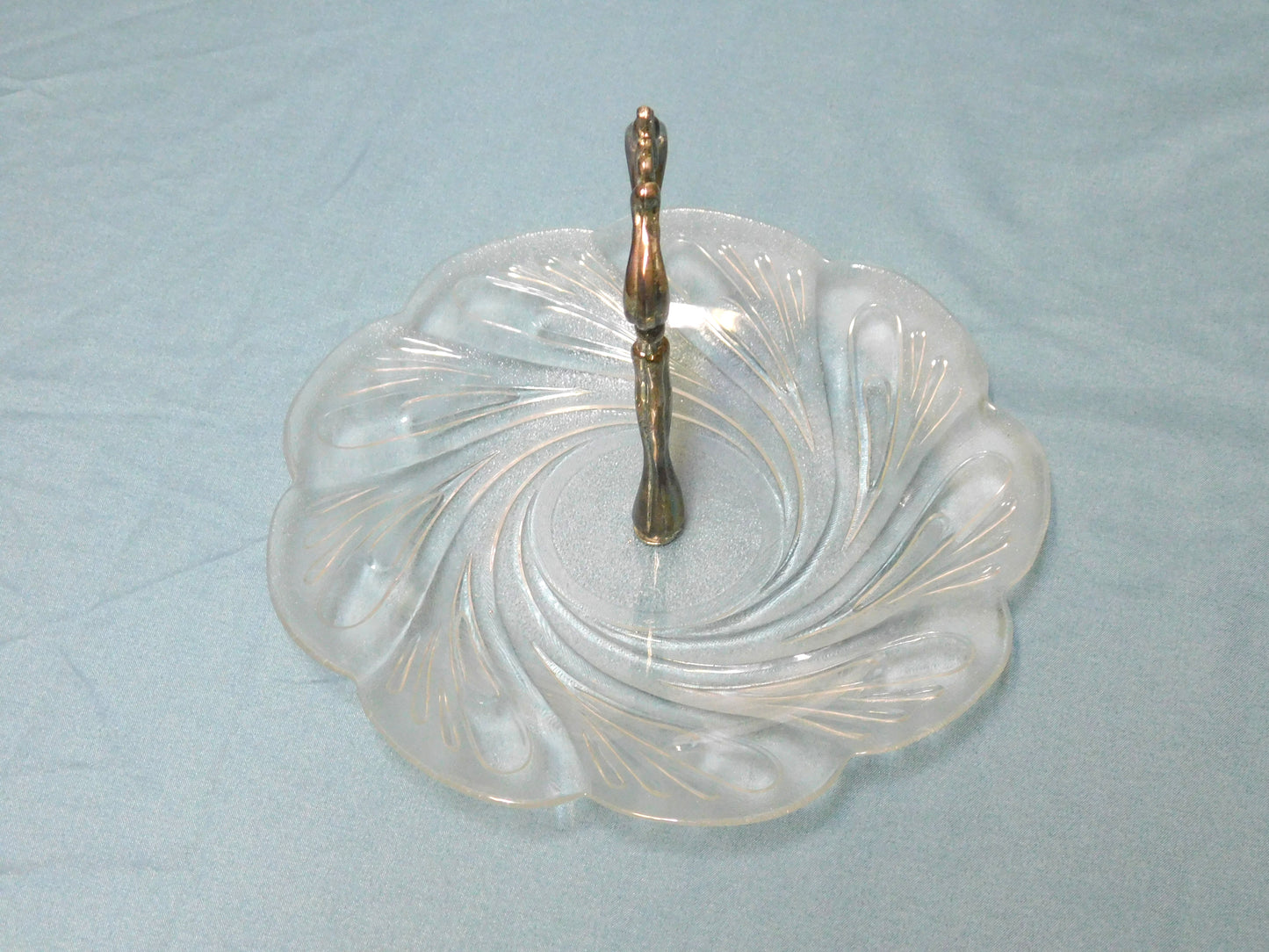 Vintage Kingsley Crystal and Silverplate Server Candy Tray