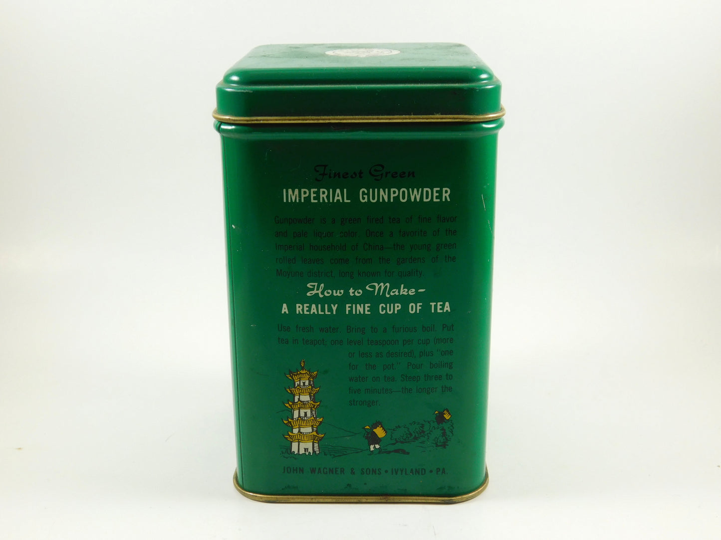 Vintage Finest Green Imperial Gunpowder Tea Empty Tin