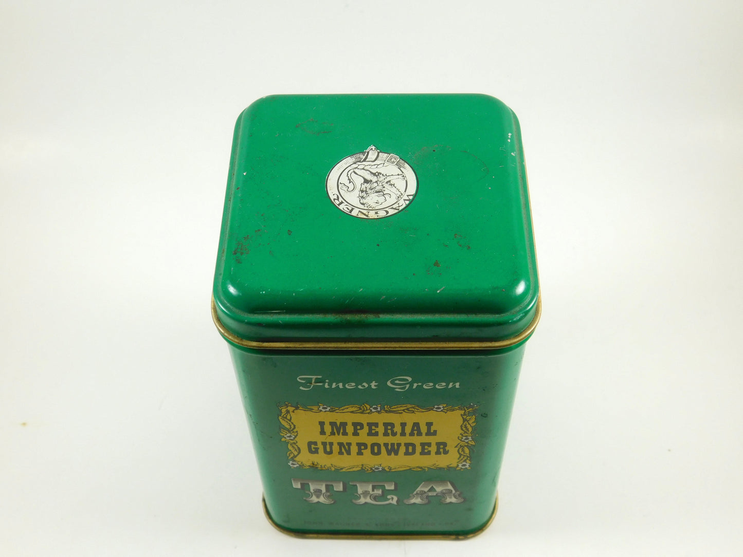 Vintage Finest Green Imperial Gunpowder Tea Empty Tin