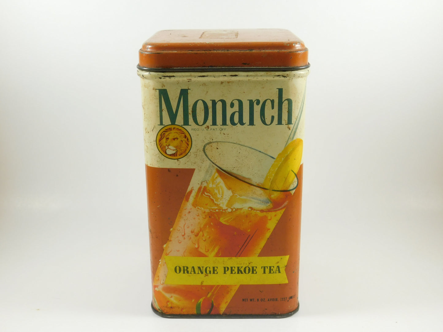 Vintage Monarch Orange Pekoe Tea Metal Tin