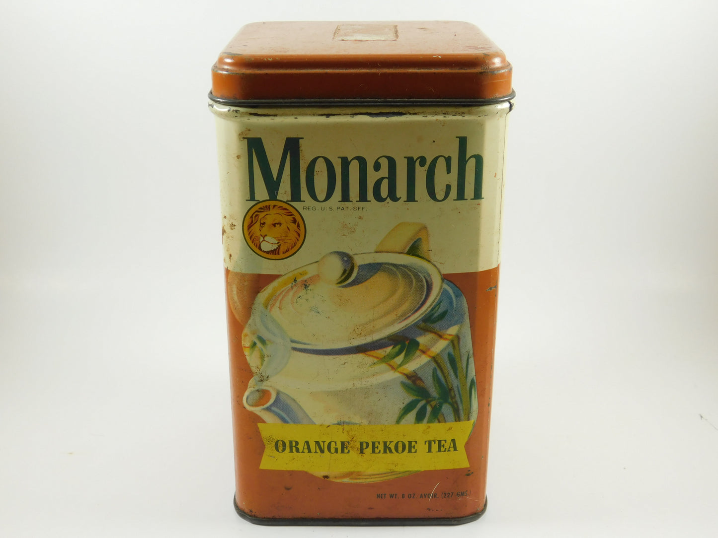 Vintage Monarch Orange Pekoe Tea Metal Tin