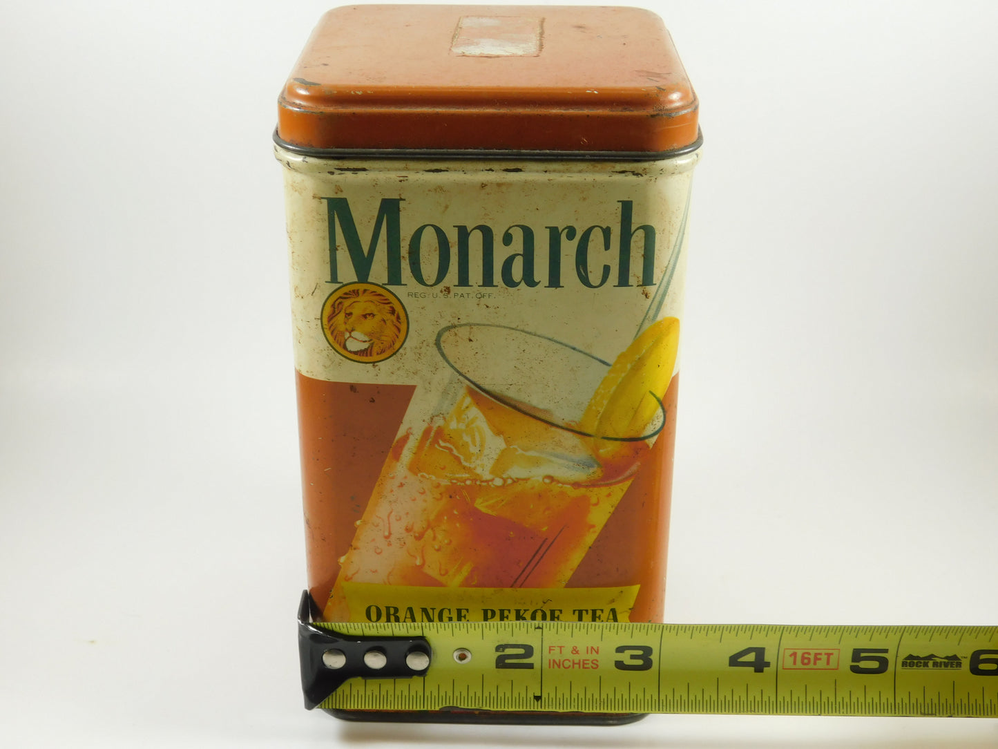 Vintage Monarch Orange Pekoe Tea Metal Tin