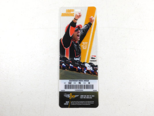 100th Running Indy 500 Plastic Ticket May 29, 2016