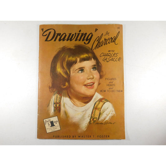 Vintage Drawing in Charcoal with Charles La Salle Art Book