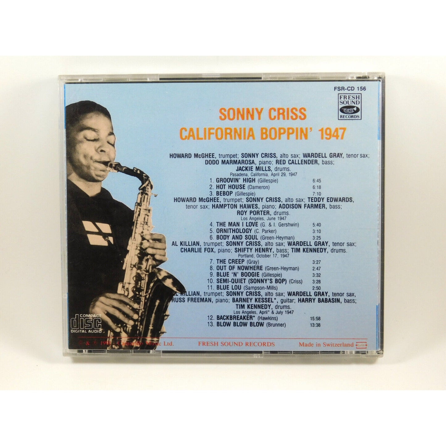 Sonny Criss - California Boppin' 1947 - (1991 Import-Switzerland) - Used CD